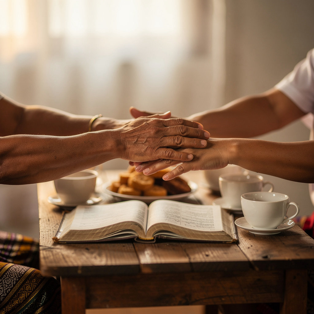 San Diego Myanmar Community Church fellowship group sharing a meal and conversation in a welcoming environment